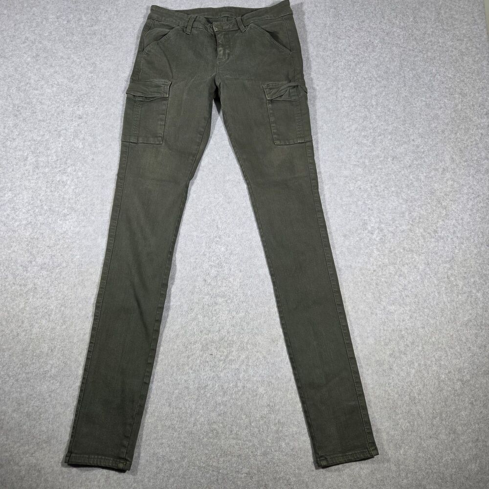 Uniqlo Cargo Pants Womens Size 2 Olive Green Skinny Utility Stretch Pockets